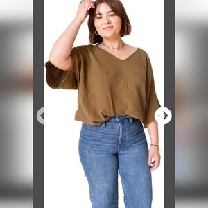 Sunday Brown V-Neck Top